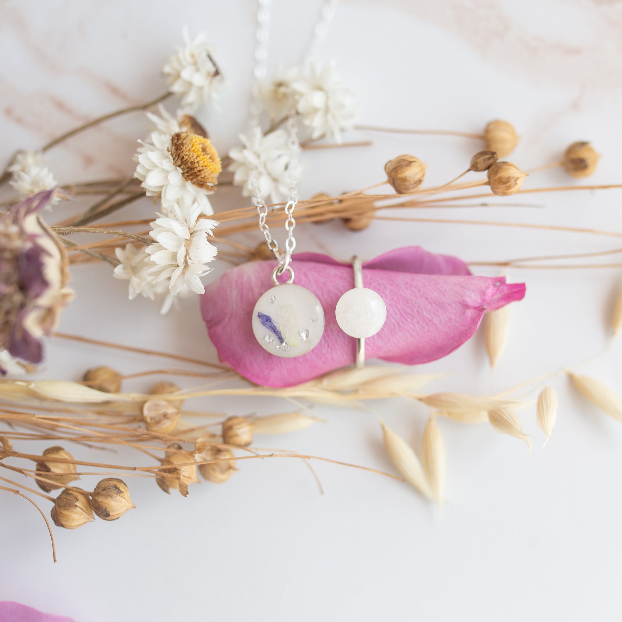 Milky Moon Duo: Milky Moon Breastmilk Ring + Milky Mini (CIRCLE) Breastmilk Necklace
